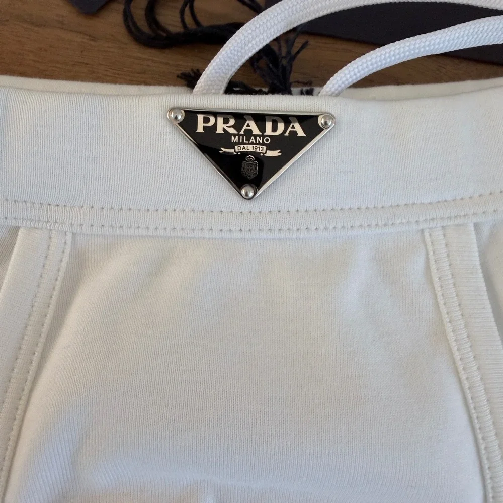 Prada Triangle white cotton drawstring briefs, SIZE 3 (Small)
